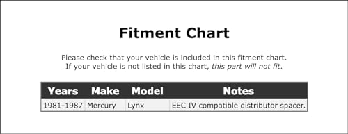 Mercury Lynx Distributor Spacer 1987-1982 P-2451376 for Classic Cars