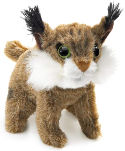 Folkmanis Mini Bobcat Finger Puppet for Kids, Brown & White, Perfect for Playtime, 1 EA