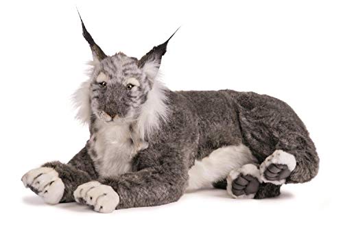 Hansa Laying Lynx Collectible Plush, Grey, Living Room Decor, Soft and Plush, Perfect Gift for Kids, 27.5"x27.5"x8.5", C