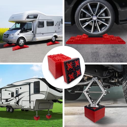 ROBLOCK RV Leveling Blocks for Camper Sturdy and Multifunctional Wheels Stabilizer Blocks Sturdy Stackable Jack Blocks 1