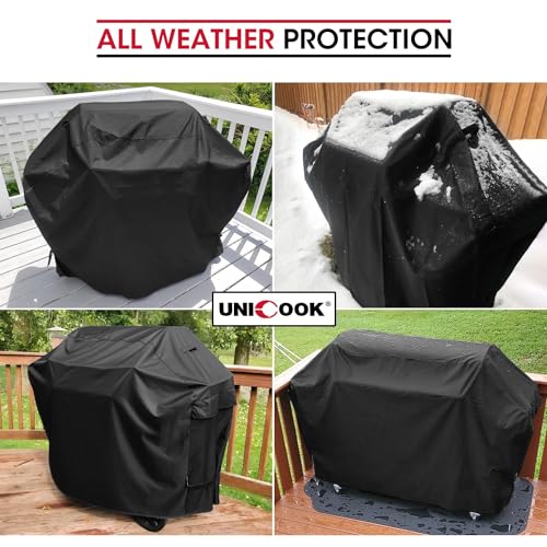 Unicook Heavy Duty Waterproof Barbecue Grill Cover, Durable and Convenient, Fits Weber Char-Broil Nexgrill Brinkmann and