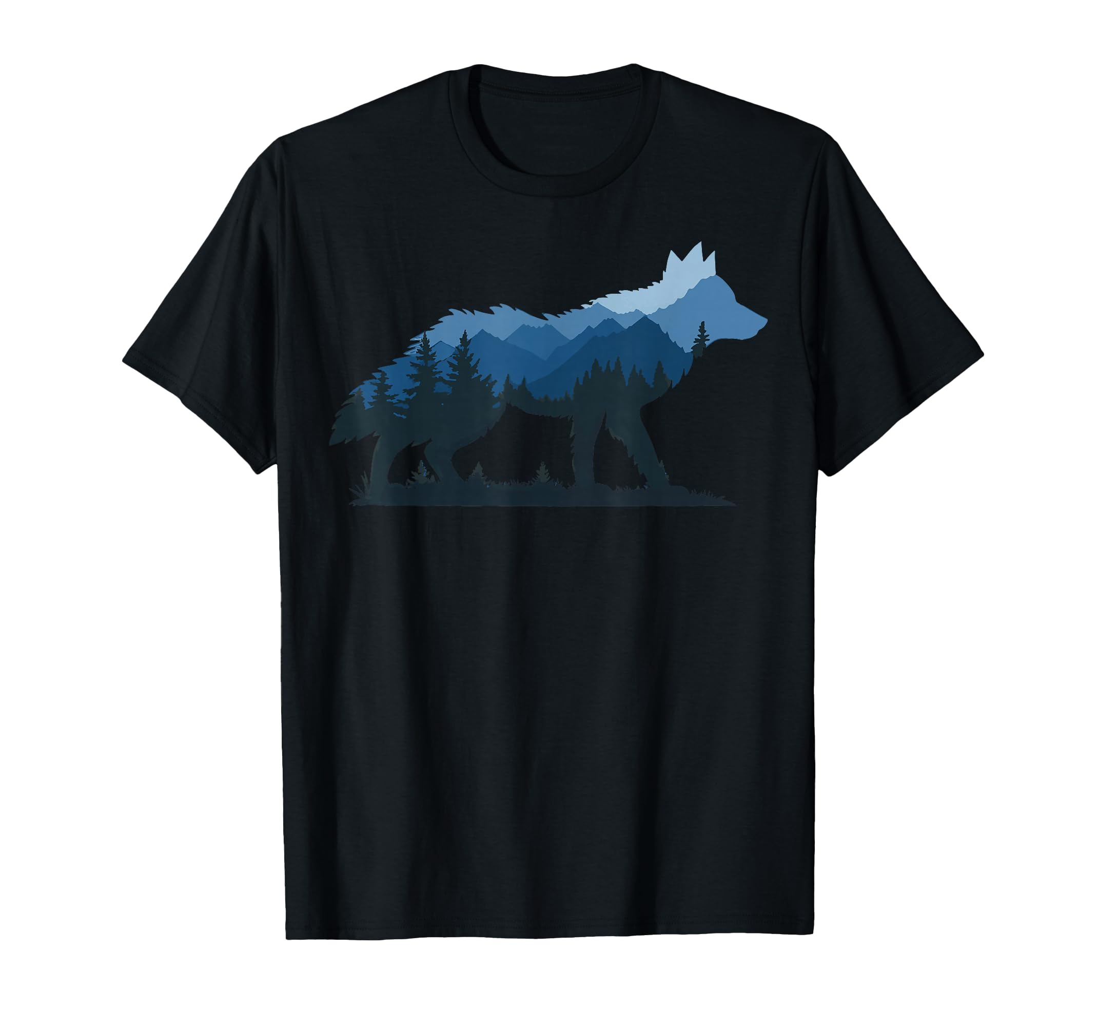 Wolf Forest Nature Men's Black Small Crew Neck Short Sleeve Classic Fit Lightweight Cotton T-Shirt