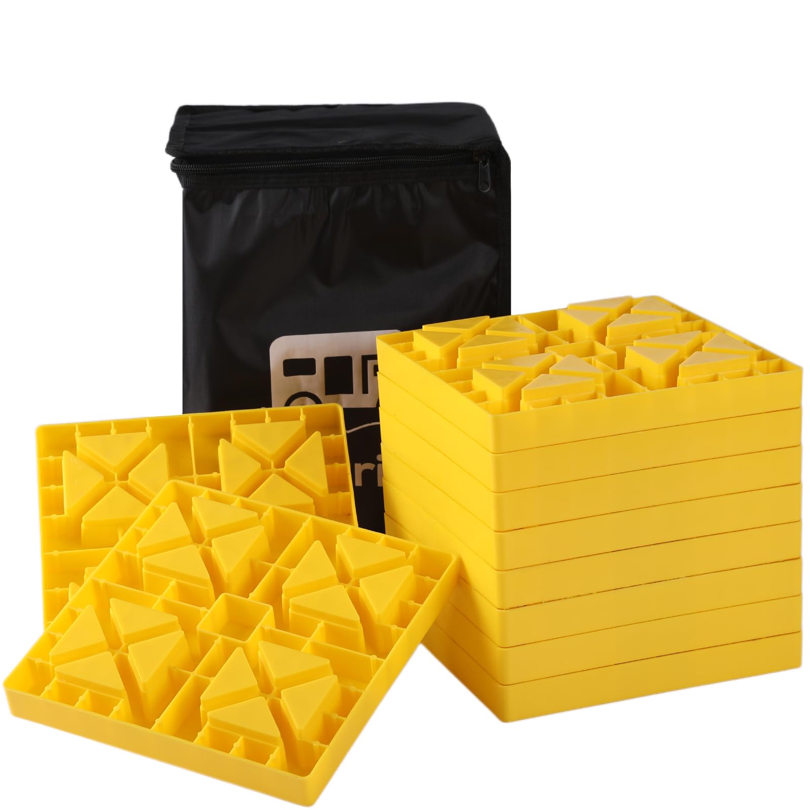 Yellow Camper/RV Leveling Blocks 10 PacksHeavy-Duty for Camper Travel Trailer Suitable for Dual Wheels Anti-Slip Interlo