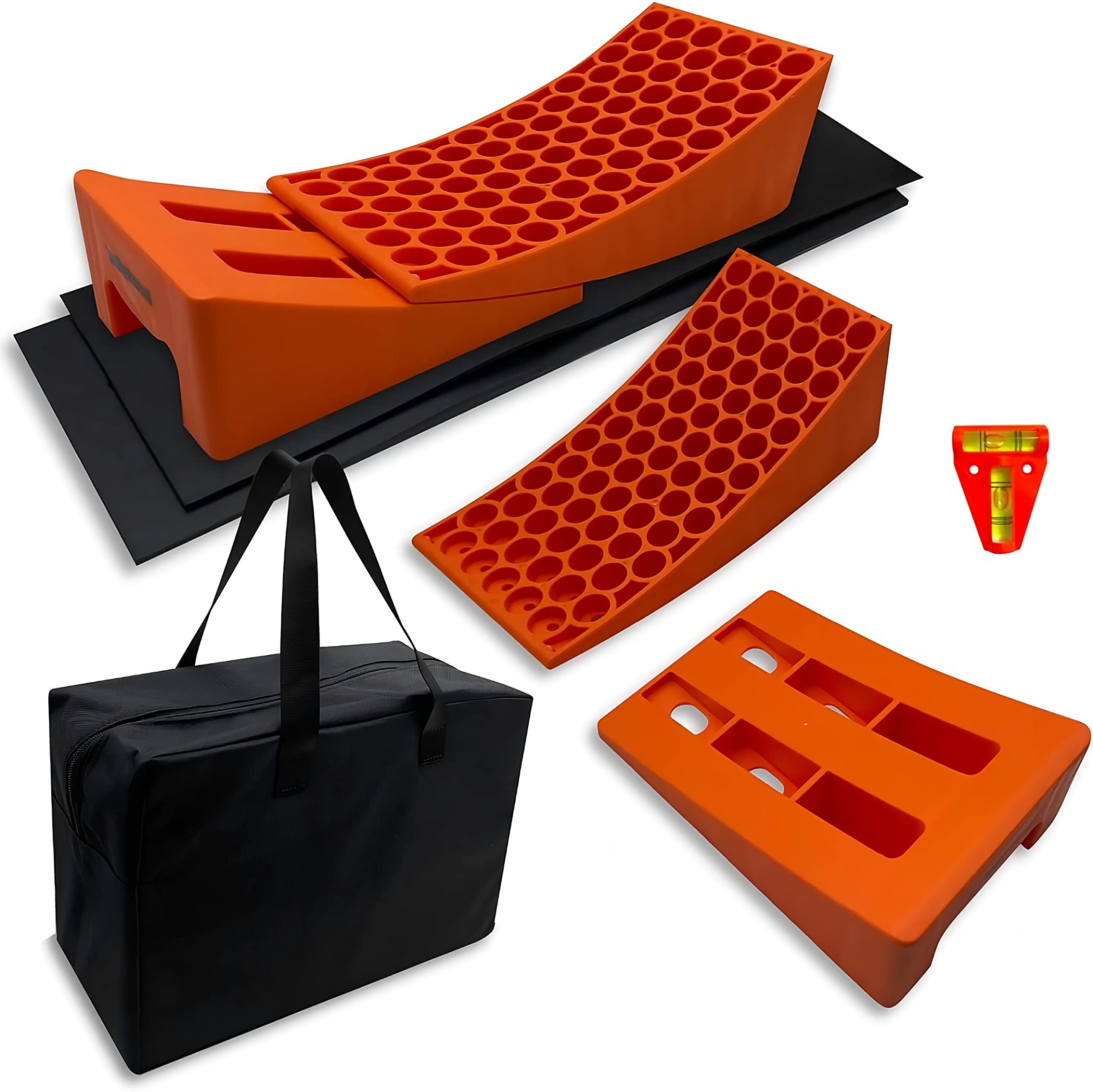SECURITYMAN RV Leveling Ramps 2 Pack Kit | Premium Anti Slip Camper Leveler | Fast Dual Axle Trailer Wheel Chocks - Esse