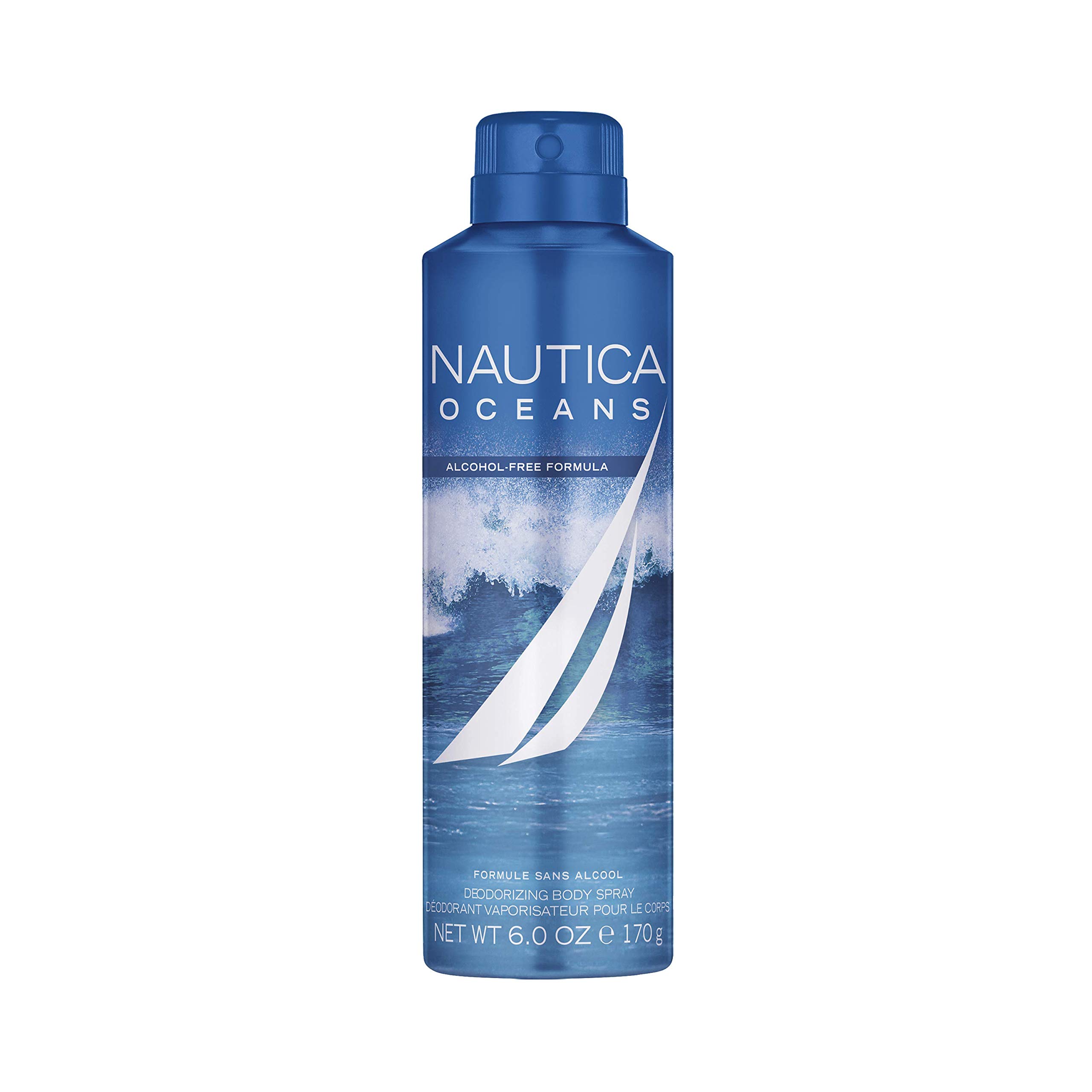 Nautica Oceans Men's Deo Body Spray, Long Lasting Fragrance, Everyday Use, 6 fl oz Pack