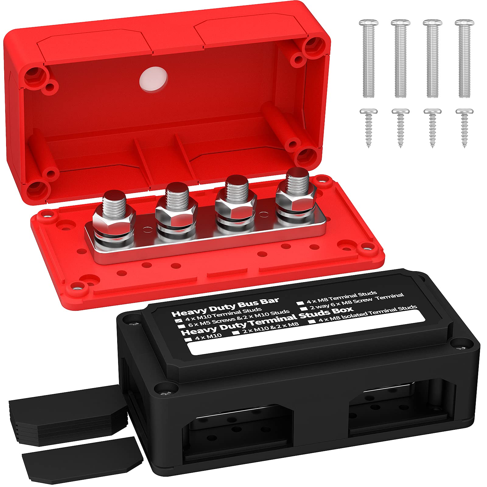 Joinfworld 300A 12V DC Waterproof Power Distribution Block - Automotive Car Solar Wiring Positive&Negative - Heavy Duty